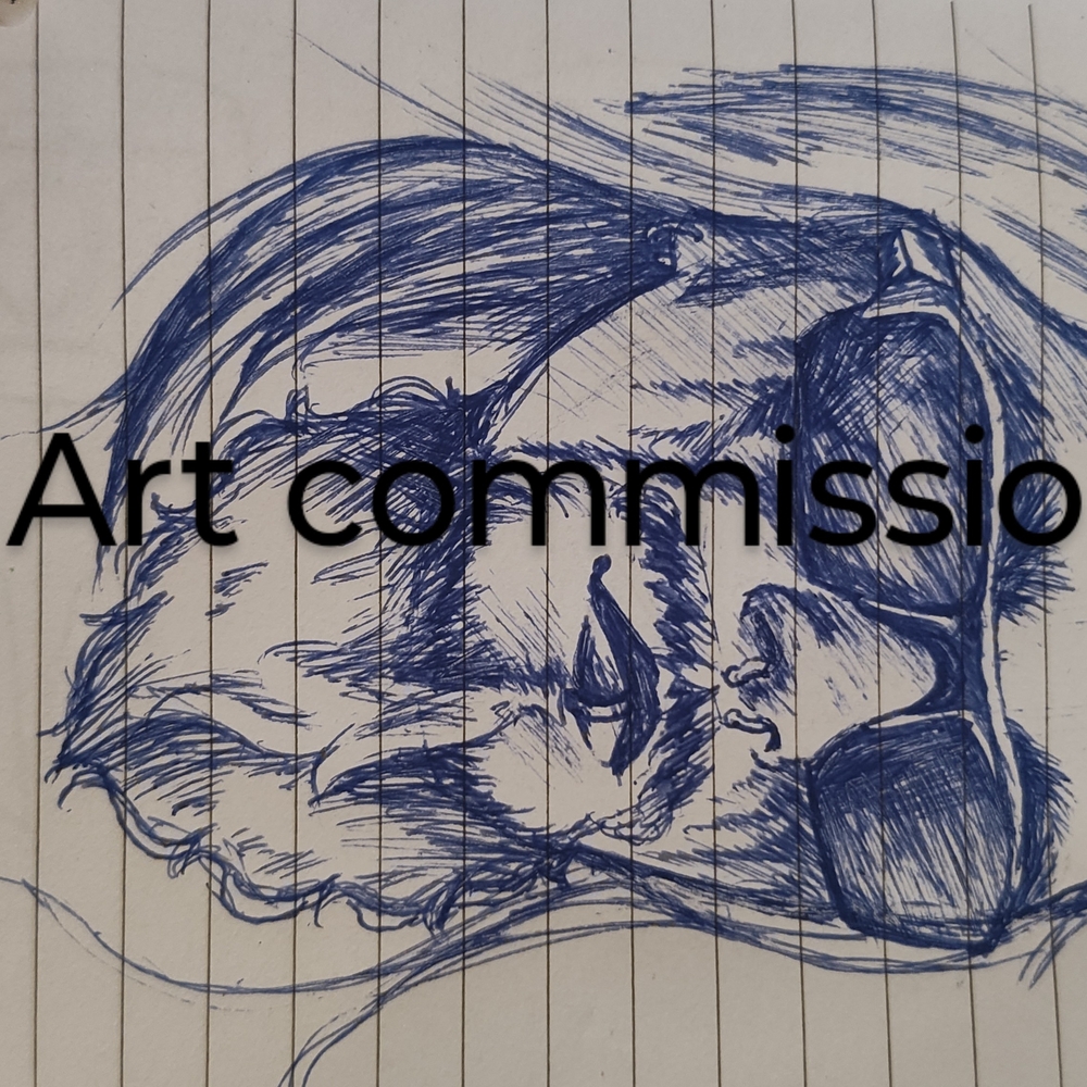 Blue Sketch Art Print